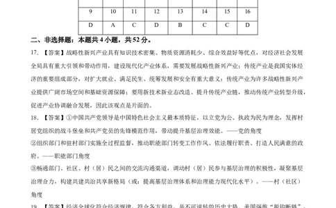 备战2024年高考政治模拟卷02（湖北专用）（参考答案）_2024高考押题卷_92024赢在高考全系列_（通用版）2024《赢在高考&middot;黄金预测卷》（九科全）各八套