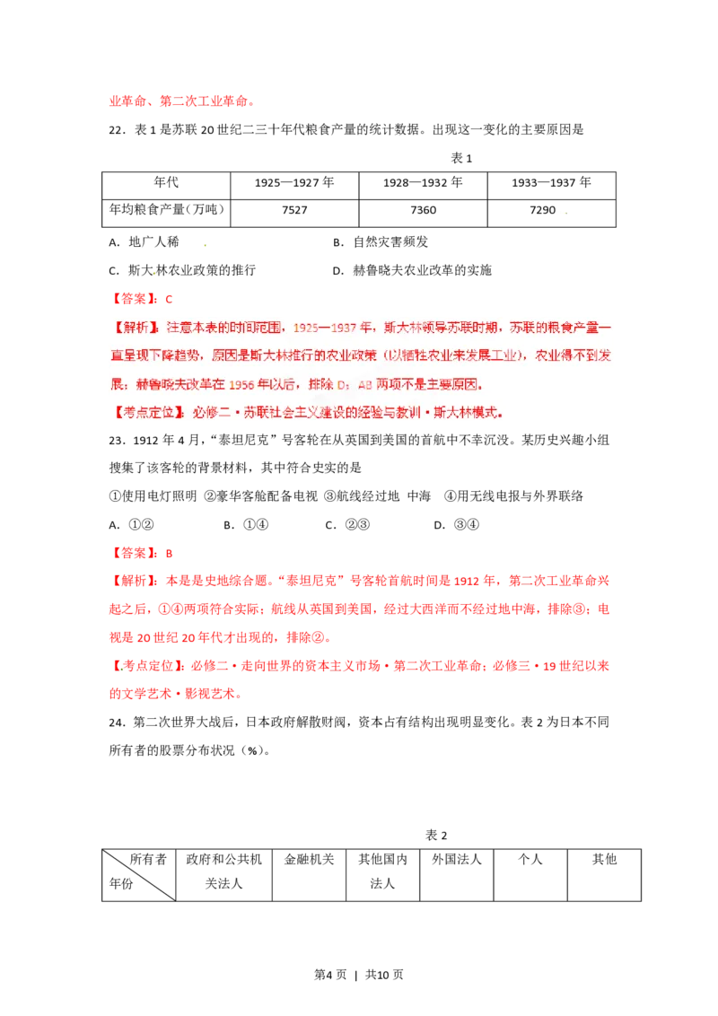2012年高考历史试卷（福建）（解析卷）_历史历年高考真题_新&middot;PDF版2008-2025&middot;高考历史真题_历史（按试卷类型分类）2008-2025_自主命题卷&middot;历史（2008-2025）