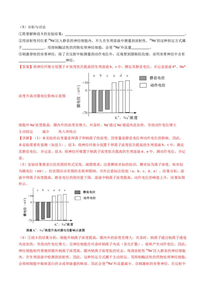 专题17神经调节（解析卷）_近10年高考真题汇编（必刷）_十年（2014-2024）高考生物真题分项汇编（全国通用）_十年（2014-2023）高考生物真题分项汇编（全国通用）