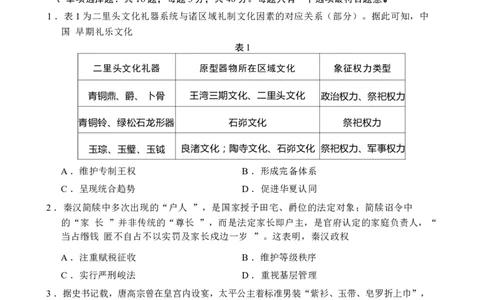 历史试卷_2024年6月(1)_01按日期_01号_2024届江苏省盐城市高三年级下学期5月考前指导卷_江苏省盐城市2024届高三年级下学期5月月末考前指导卷历史