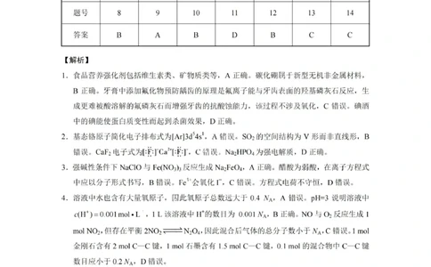 化学答案-重庆巴蜀中学2026届高三1月高考适应性月考卷（六）(1)_2026年1月_2601242026届重庆市巴蜀中学高三1月一模考试（月考卷六）（全科）