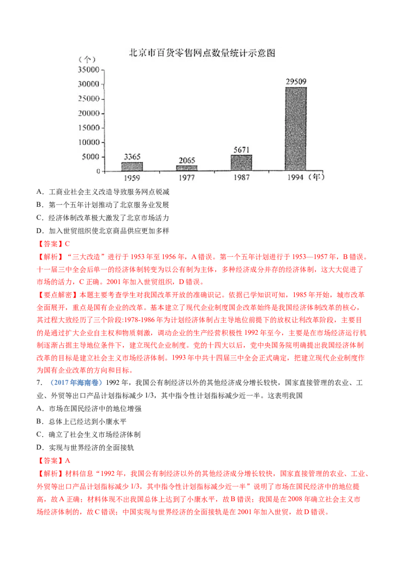 专题10改革开放与社会主义现代化建设新时期（解析卷）_近10年高考真题汇编（必刷）_十年（2014-2024）高考历史真题分项汇编（全国通用）
