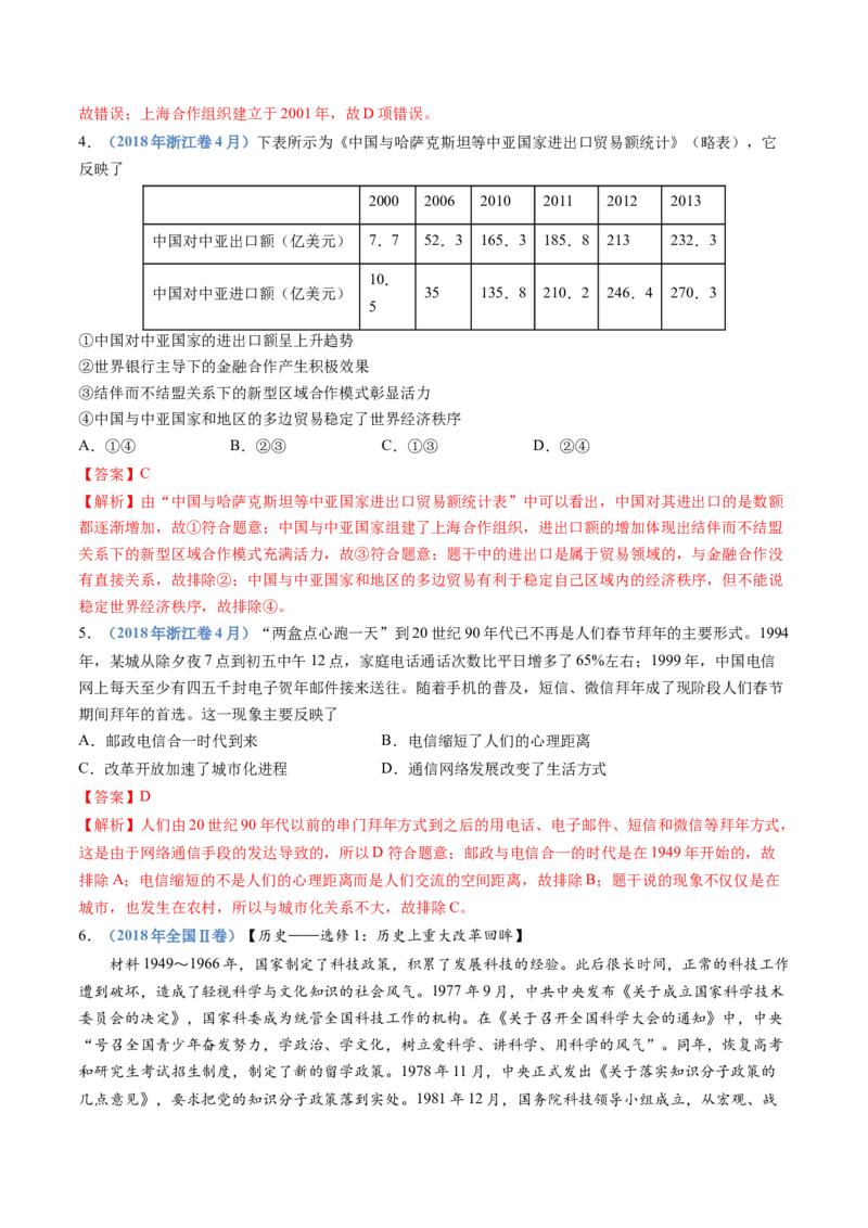 专题10改革开放与社会主义现代化建设新时期（解析卷）_近10年高考真题汇编（必刷）_十年（2014-2024）高考历史真题分项汇编（全国通用）