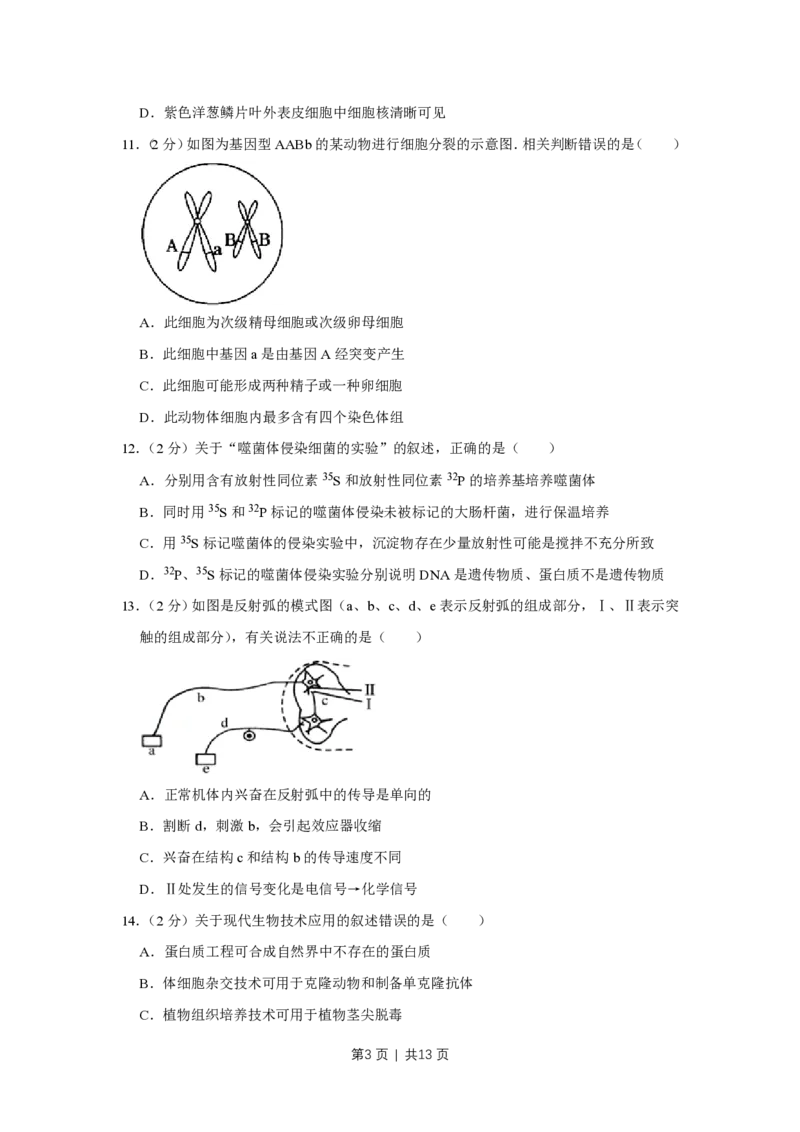 2011年高考生物试卷（江苏）（空白卷）_生物历年高考真题_新&middot;PDF版2008-2025&middot;高考生物真题_生物（按试卷类型分类）2008-2025_自主命题卷&middot;生物（2008-2025）_江苏自主命题&middot;生物（2008-2025）