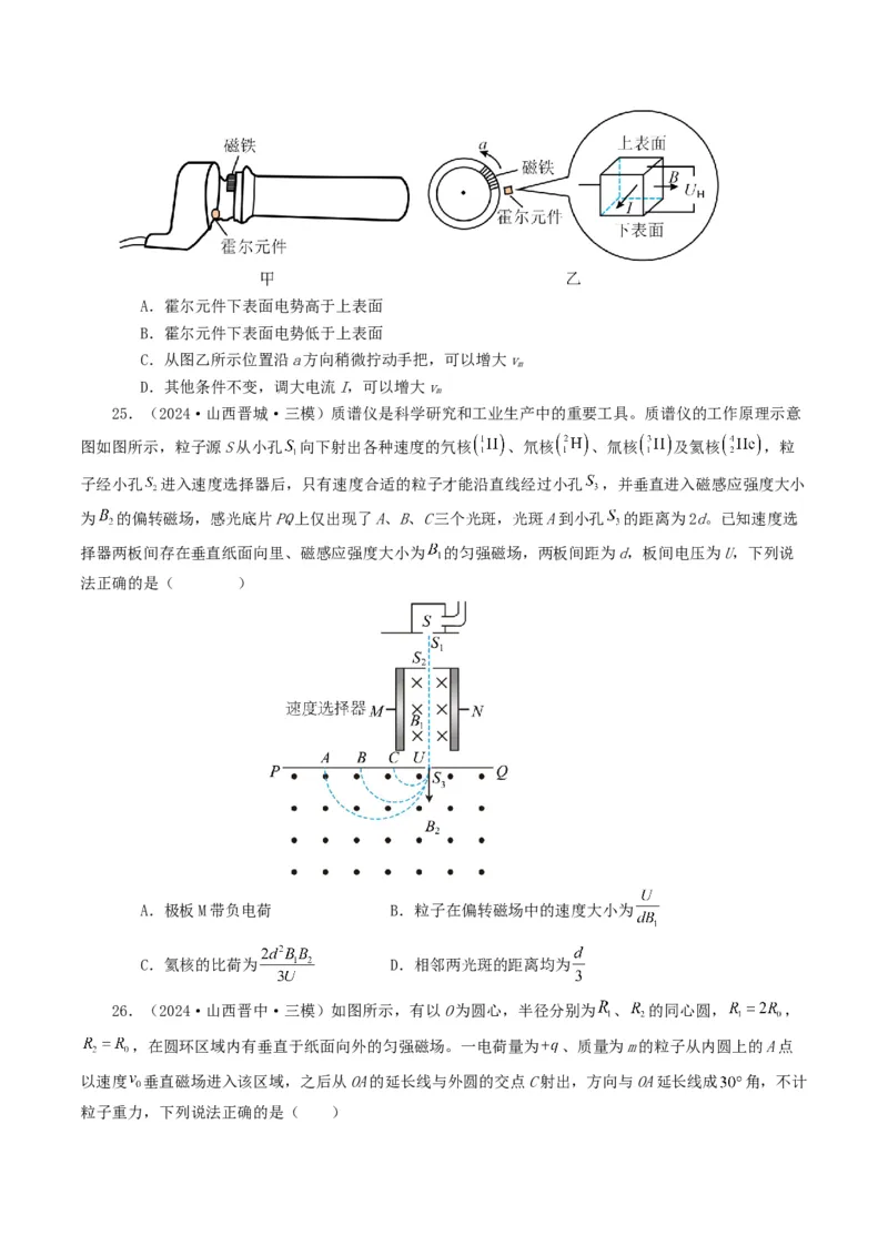 专题10磁场-2024年高考真题和模拟题物理分类汇编（学生卷）_近10年高考真题汇编（必刷）_十年（2014-2024）高考物理真题分项汇编（全国通用）
