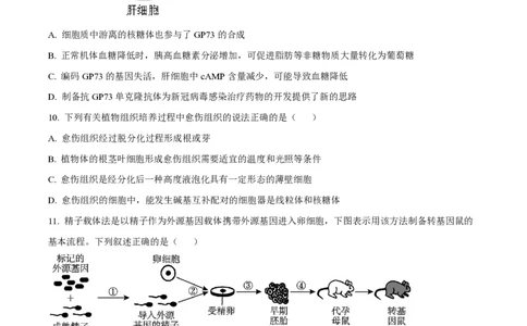 天津杨村高三上(开学考)-生物试题+答案(1)_2023年9月_029月合集_2024届天津市武清区杨村第一中学高三上学期开学检测