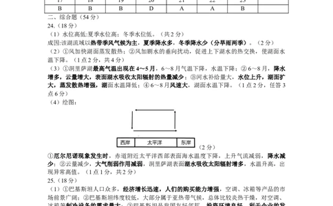 地理阶段性检测一参考答案_2023年8月_01每日更新_15号_2024届江苏省连云港市灌南县第二中学高三上学期8月阶段性测试一