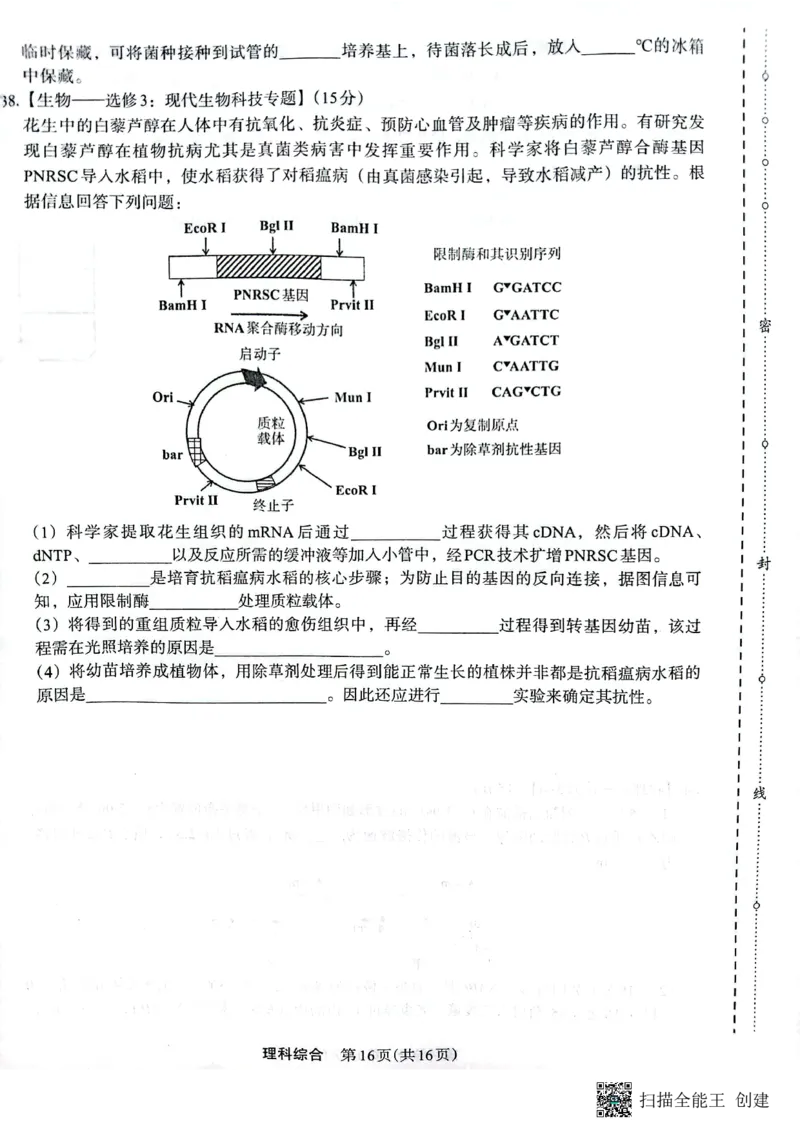 +2023届陕西省安康市高三二模理科综合试题（PDF）(1)_2024年2月_022月合集_2023届陕西省安康市高三二模（菁师联盟3月质量监测）_2023届陕西省安康市高三二模理综试题