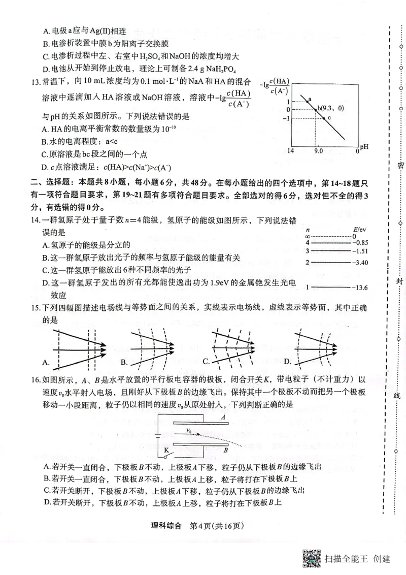 +2023届陕西省安康市高三二模理科综合试题（PDF）(1)_2024年2月_022月合集_2023届陕西省安康市高三二模（菁师联盟3月质量监测）_2023届陕西省安康市高三二模理综试题