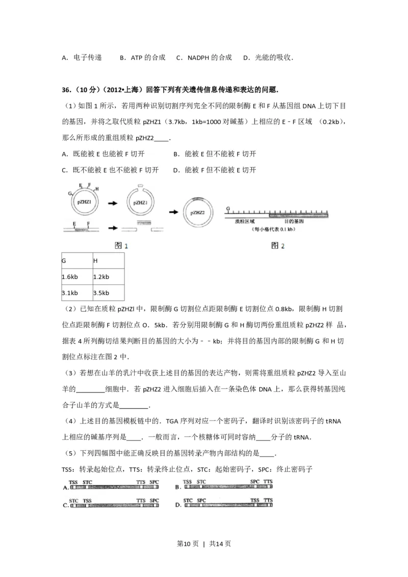 2012年高考生物试卷（上海）（空白卷）_生物历年高考真题_新&middot;PDF版2008-2025&middot;高考生物真题_生物（按年份分类）2008-2025_2012&middot;高考生物真题