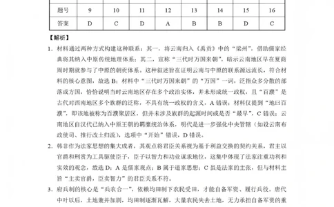 2026届云南三校高考备考实用性联考卷（五）历史答案(1)_2026年1月_2601192026届云南三校高考备考实用性联考卷（五）_2026届云南三校高考备考实用性联考卷（五）历史试题含答案