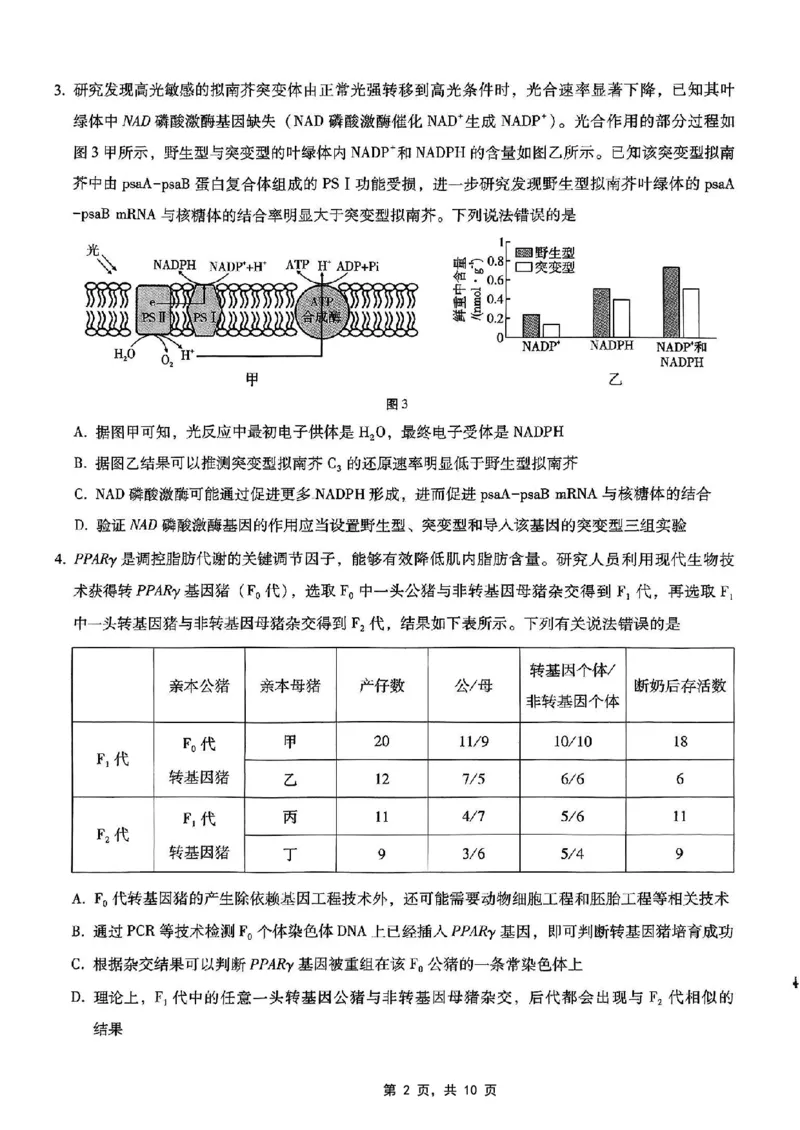 重庆市巴蜀中学2025届高考适应性月考卷（八）生物_2025年5月_250504重庆市巴蜀中学2025届高考适应性月考卷（八）（全科）