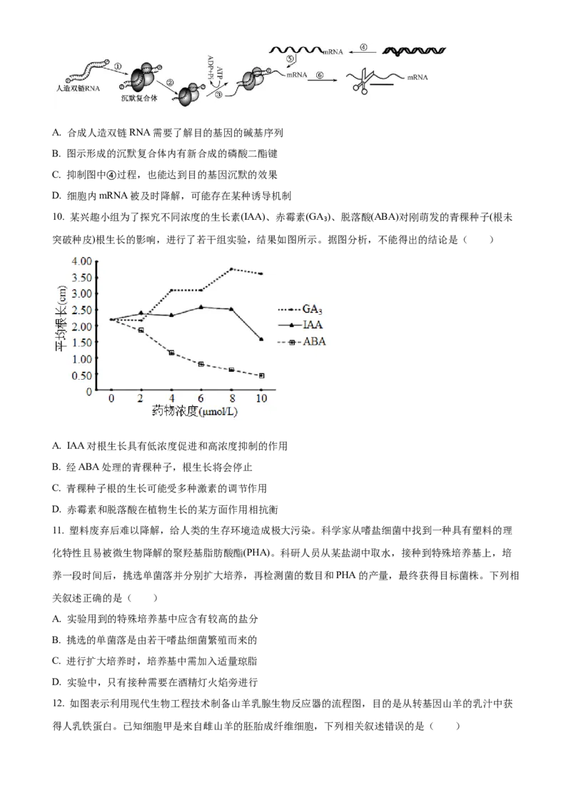 安徽省巢湖市一中2023-2024学年高三10月月考生物试题(1)_2023年10月_0210月合集_2024届安徽省巢湖市第一中学高三上学期10月月考试题