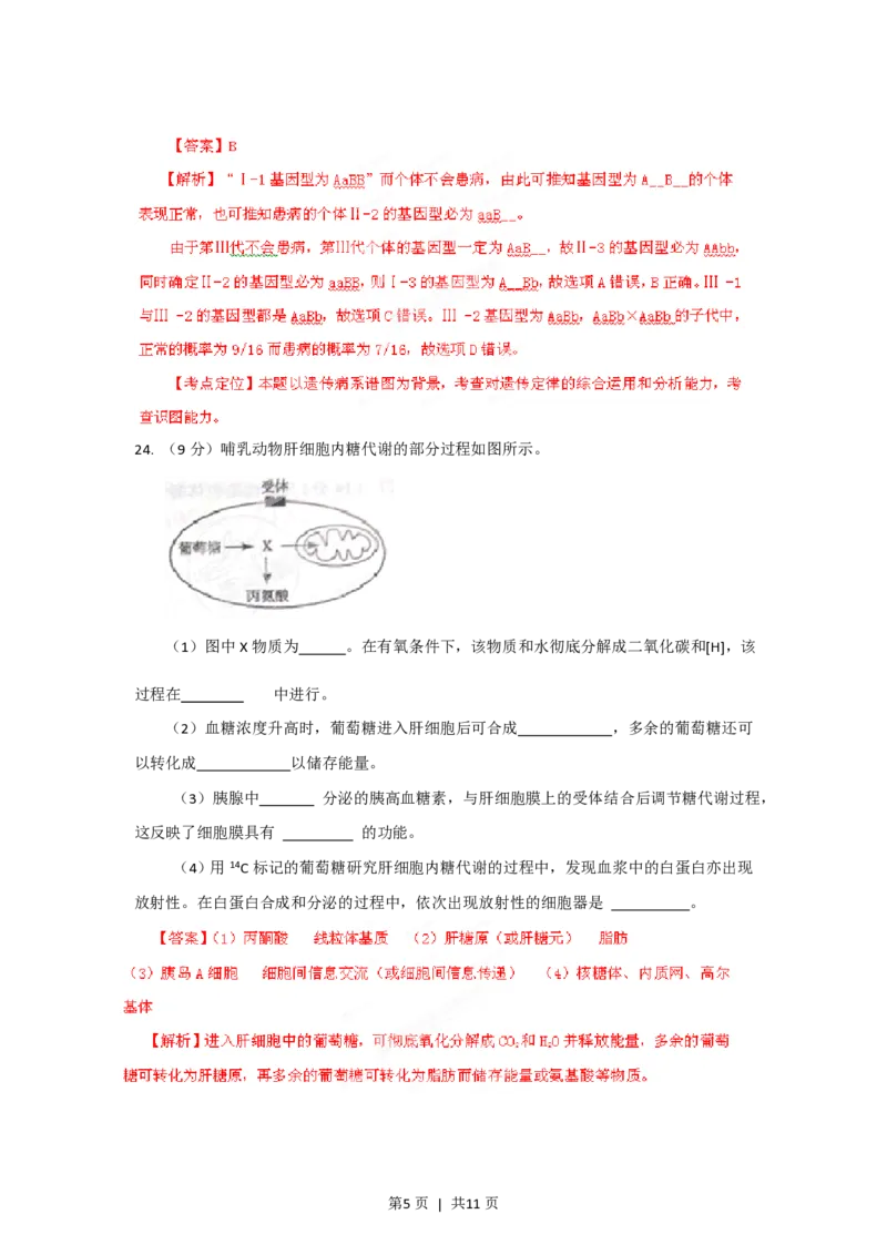 2012年高考生物试卷（山东）（解析卷）_生物历年高考真题_新&middot;PDF版2008-2025&middot;高考生物真题_生物（按年份分类）2008-2025_2012&middot;高考生物真题