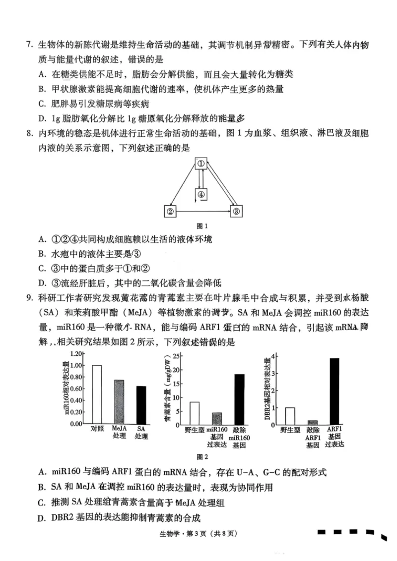 生物试卷-云南师大附中2026届高三1月高考适应性月考卷（六）(1)_2026年1月_260118云南师大附中2026届高三1月高考适应性月考卷（六）