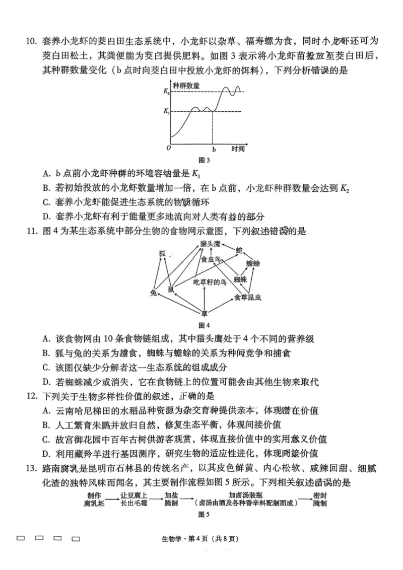 生物试卷-云南师大附中2026届高三1月高考适应性月考卷（六）(1)_2026年1月_260118云南师大附中2026届高三1月高考适应性月考卷（六）