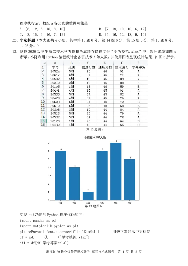 A9协作体返校考信息技术试题_2208_2023年7月_01每日更新_24号_2023届浙江省A9协作体高三上学期暑假返校联考_浙江省A9协作体2022-2023学年高三上学期暑假返校联考试题信息技术