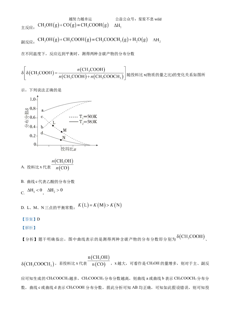 精品解析：2024年湖南高考真题化学试题（解析版）_高考真题全网收集_化学_2024年新高考湖南卷化学高考真题解析（参考版）