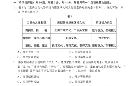 历史试卷+答案_2024年6月(1)_01按日期_01号_2024届江苏省盐城市高三年级下学期5月考前指导卷_江苏省盐城市2024届高三年级下学期5月月末考前指导卷历史