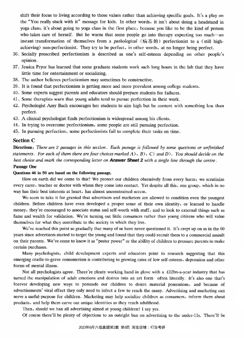 2023.06六级真题第2套_英语四六级整合_英语四六级真题版本二此版为主此文件夹会持续更新_六级真题_1.六级真题+答案解析+听力音频_2023年06月CET6_2023.06第2套