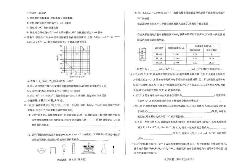 天一大联考2023-2024学年高三年级阶段性测试（一）化学(1)_2023年9月_029月合集_2024届天一大联考高三年级阶段性测试（一）