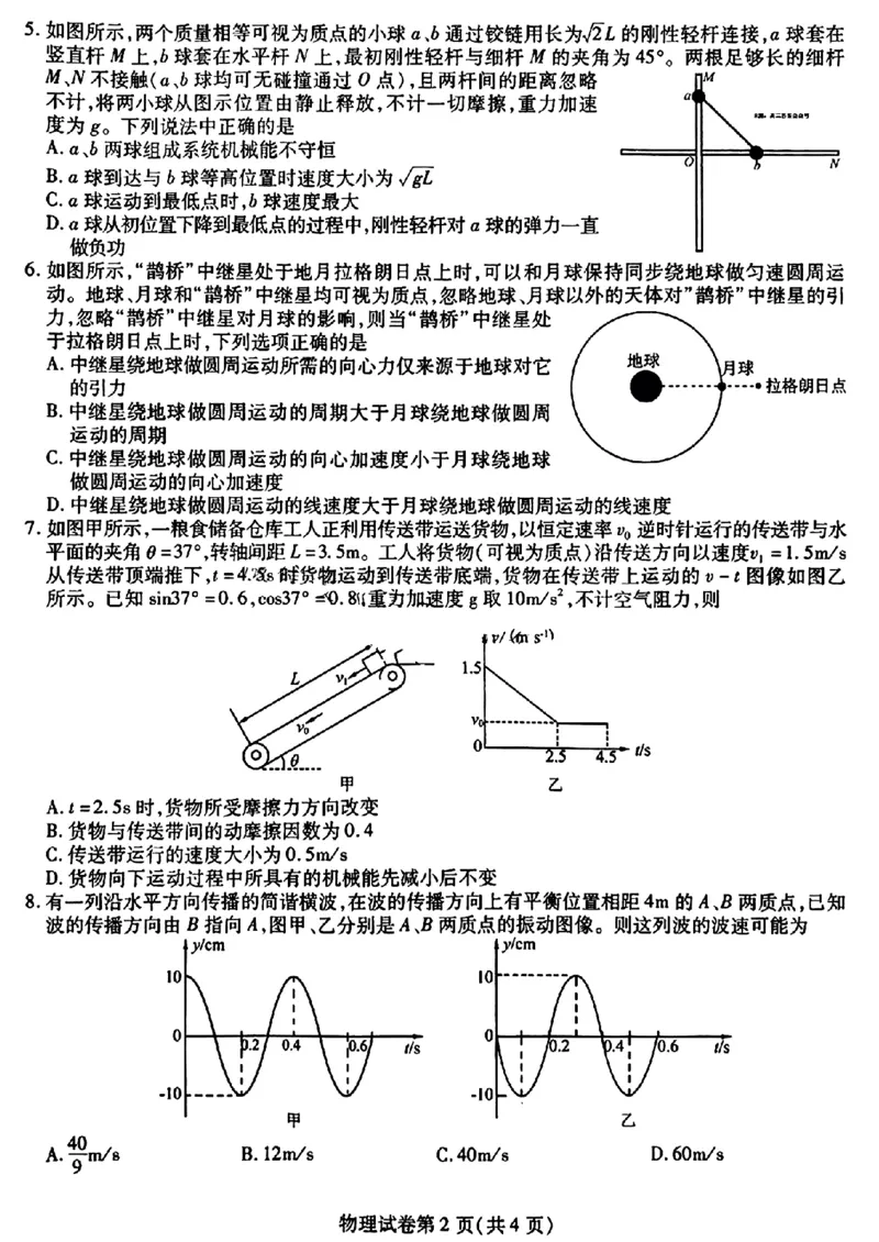 2024届东北三省三校高三下学期第四次联合模拟考试-物理(1)_2024年6月(1)_026月合集_2024届东北三省三校高三下学期第四次联合模拟考试全科