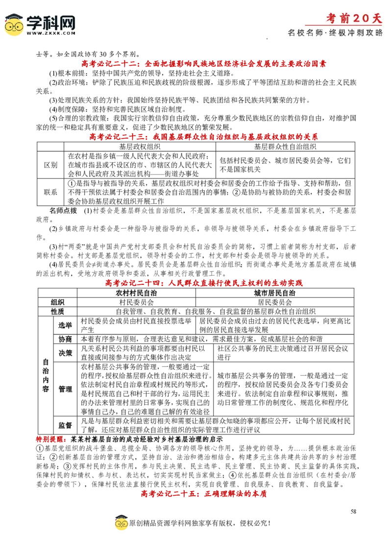 政治（一）-2024年高考考前20天终极冲刺攻略_2024高考押题卷_62024学科网全系列_20学科网高考考前终极攻略_政治-2024年高考考前20天终极冲刺攻略