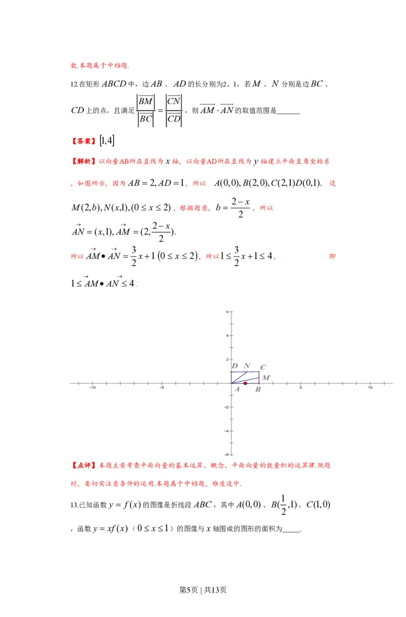 2012年高考数学试卷（文）（上海）（解析卷）_数学历年高考真题_新&middot;PDF版2008-2025&middot;高考数学真题_数学（按试卷类型分类）2008-2025_自主命题卷&middot;数学（2008-2025）