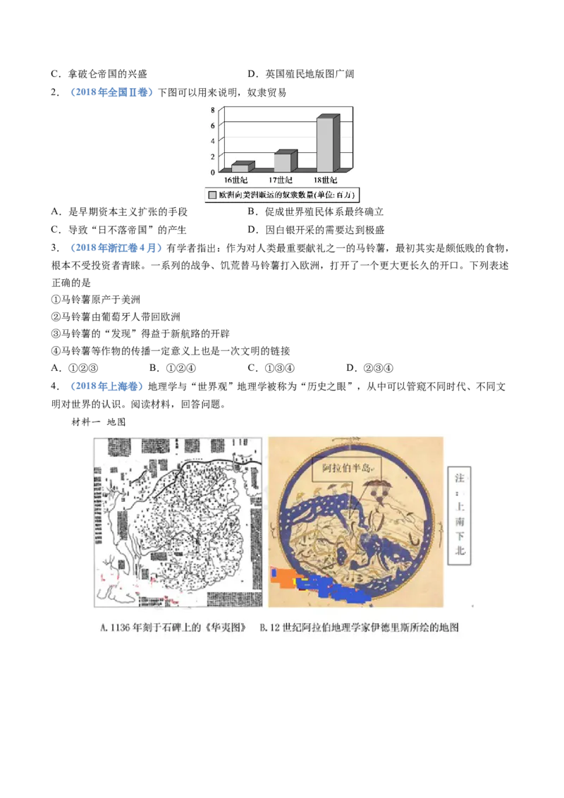 专题12走向整体的世界（学生卷）_近10年高考真题汇编（必刷）_十年（2014-2024）高考历史真题分项汇编（全国通用）_十年（2014-2023）高考历史真题分项汇编（全国通用）