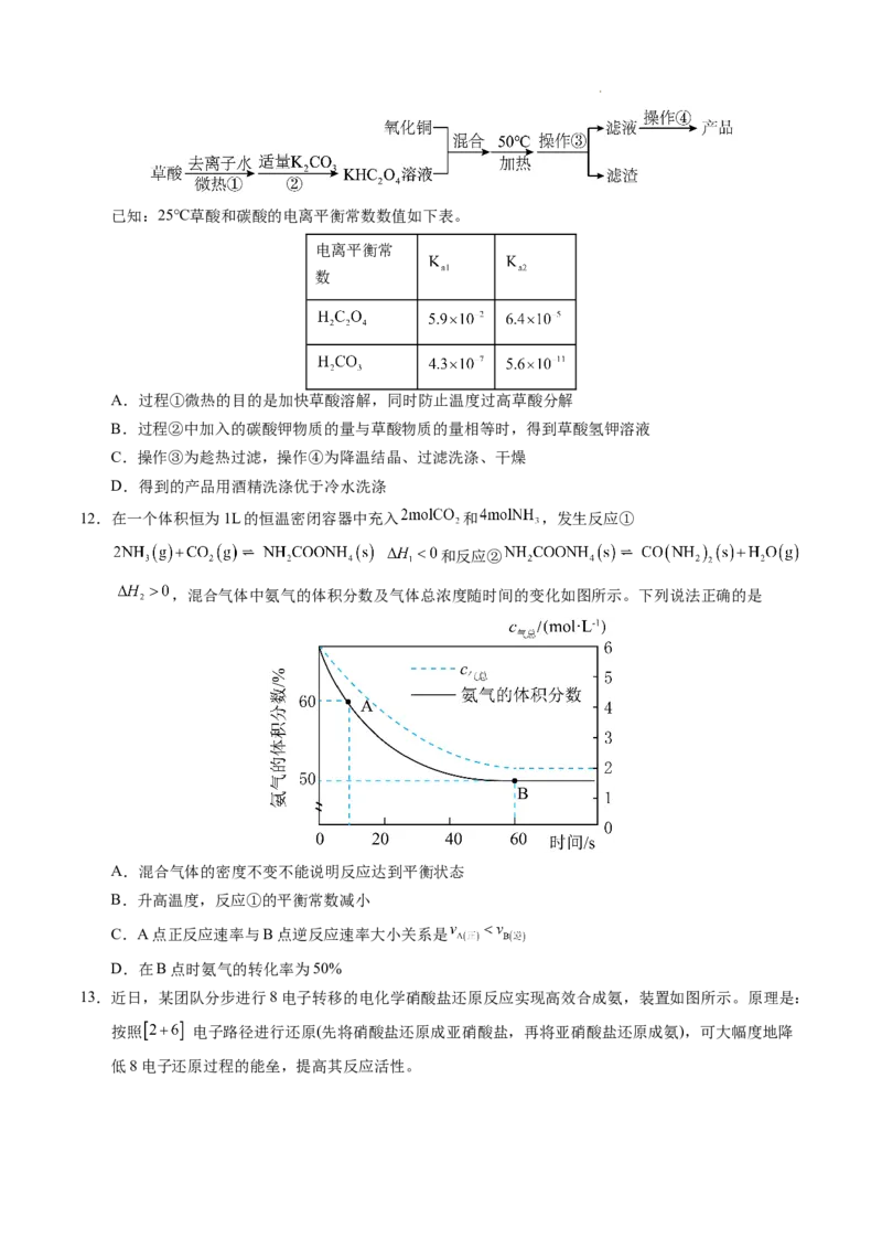 化学（湖南卷）（考试版）A4版_2023高考押题卷_学易金卷-2023学科网押题卷（各科各版本）_2023学科网押题卷-学易金卷-化学_化学（湖南卷）-学易金卷：2023年高考考前押题密卷