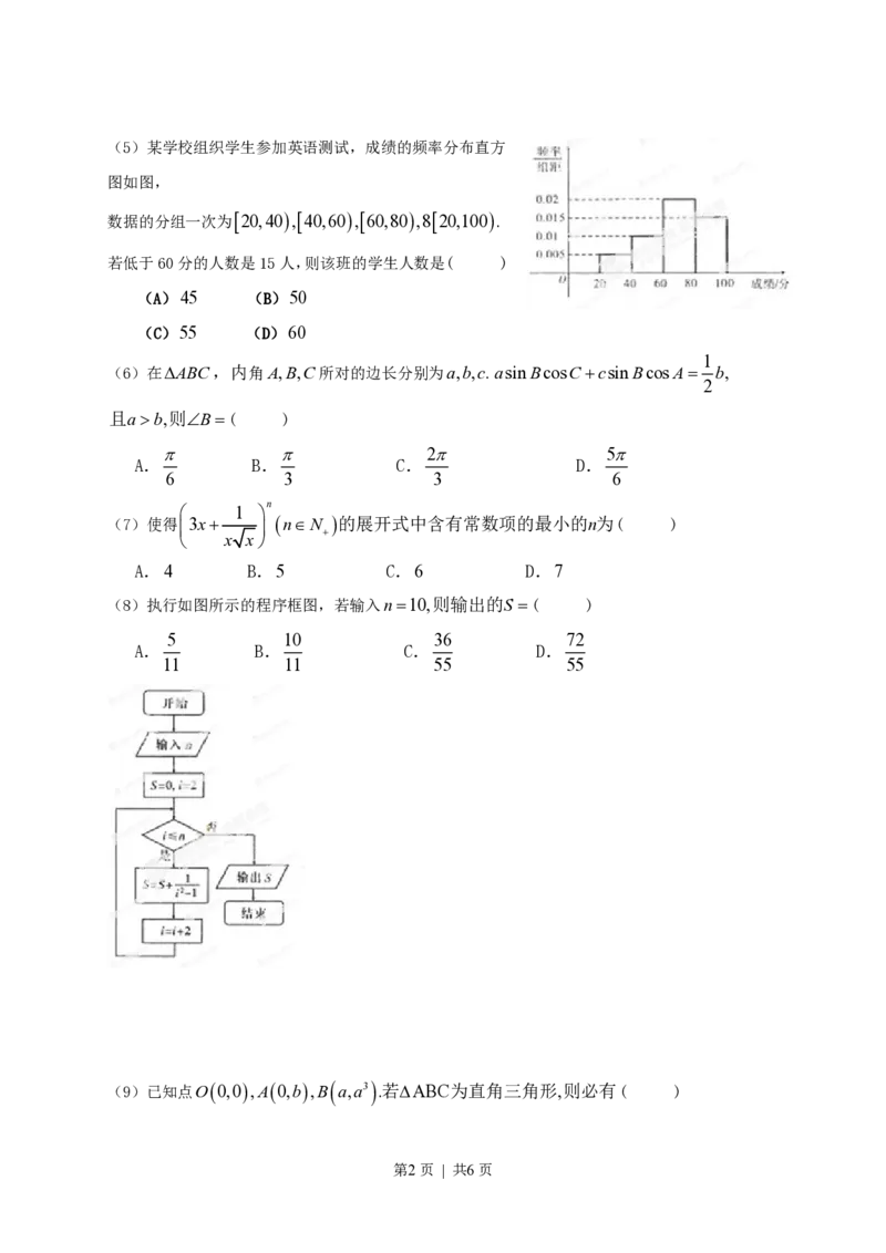2013年高考数学试卷（理）（辽宁）（空白卷）_数学历年高考真题_新&middot;PDF版2008-2025&middot;高考数学真题_数学（按年份分类）2008-2025_2013&middot;高考数学真题