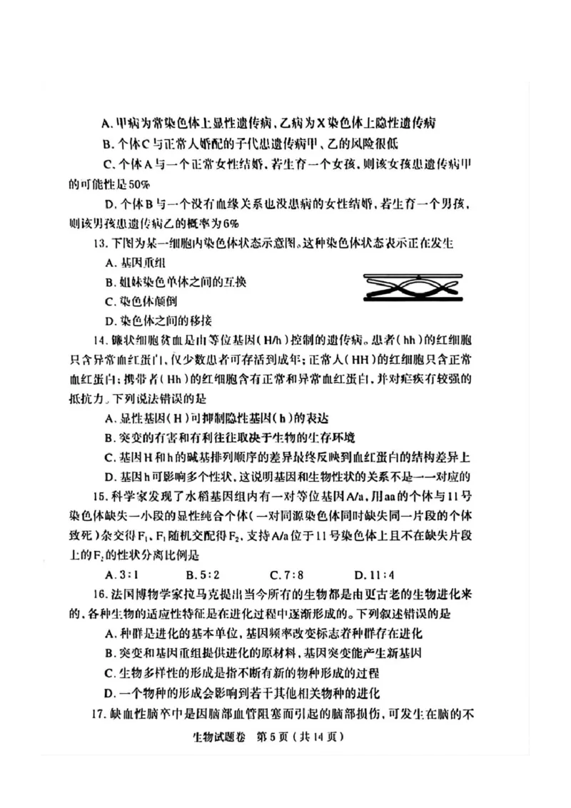 河南省郑州市2026届高三上学期第一次质量预测生物试题(1)_2026年1月_260107河南省郑州市2026年高三第一次质量预测（全科）