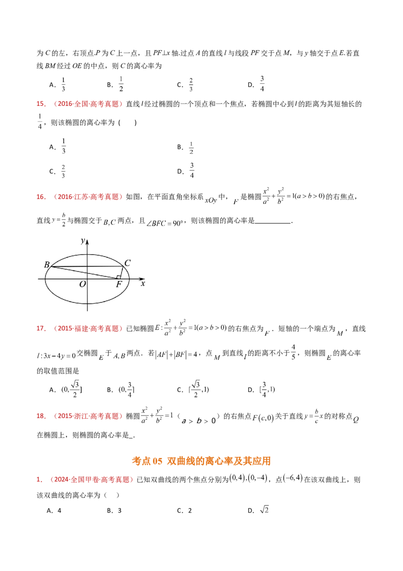专题18圆锥曲线（椭圆、双曲线、抛物线）小题综合（学生卷）-十年（2015-2024）高考真题数学分项汇编（全国通用）_近10年高考真题汇编（必刷）