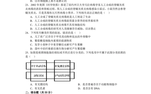 山西省运城市景胜中学2023-2024学年高三7月月考生物_2023年8月_01每日更新_9号_2024届山西省运城市景胜中学高三上学期7月月考试题_山西省运城市景胜中学2024届高三上学期7月月考试题生物