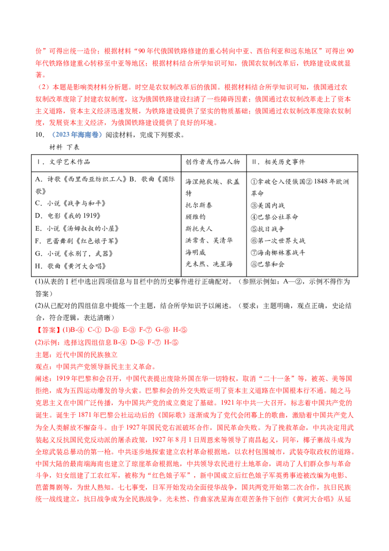 专题13资本主义制度的确立（解析卷）_近10年高考真题汇编（必刷）_十年（2014-2024）高考历史真题分项汇编（全国通用）_十年（2014-2023）高考历史真题分项汇编（全国通用）