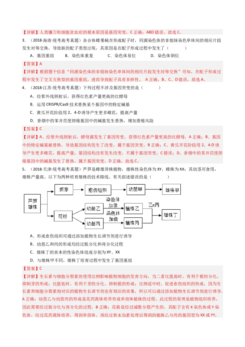 专题14变异、育种与进化（解析卷）_近10年高考真题汇编（必刷）_十年（2014-2024）高考生物真题分项汇编（全国通用）_十年（2014-2023）高考生物真题分项汇编（全国通用）