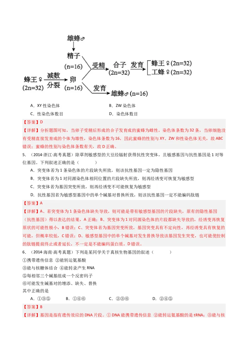 专题14变异、育种与进化（解析卷）_近10年高考真题汇编（必刷）_十年（2014-2024）高考生物真题分项汇编（全国通用）_十年（2014-2023）高考生物真题分项汇编（全国通用）