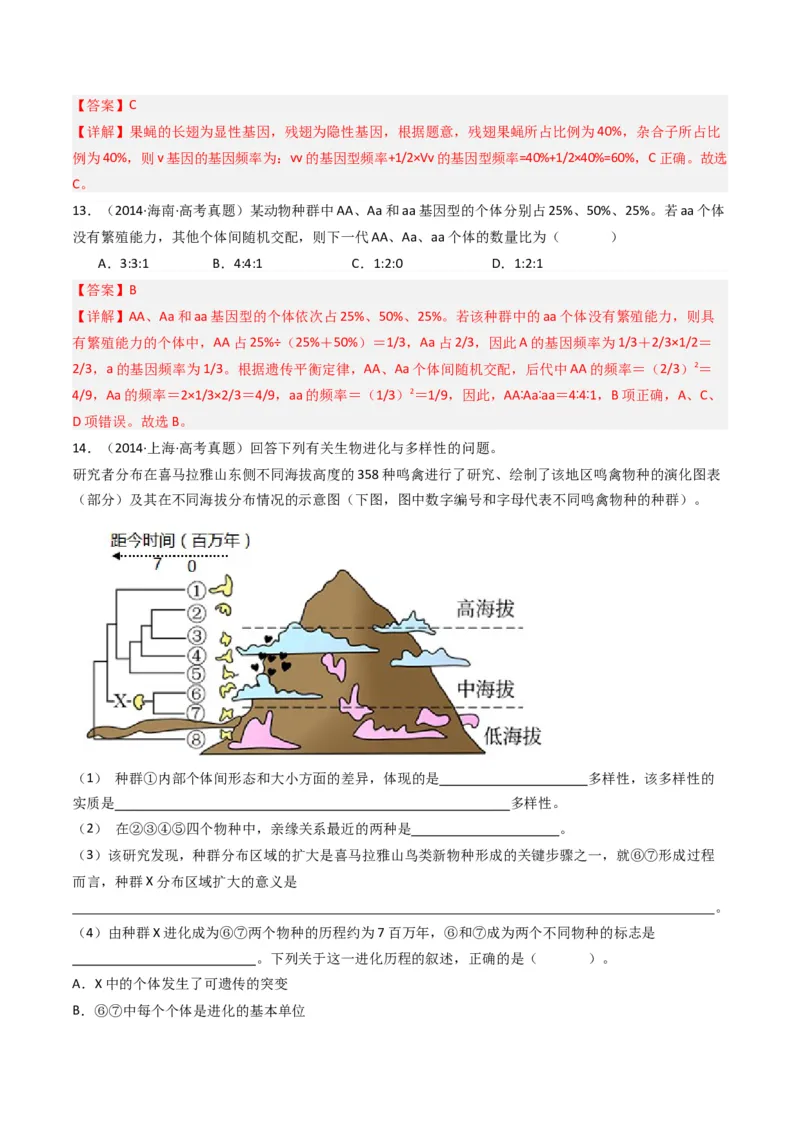 专题14变异、育种与进化（解析卷）_近10年高考真题汇编（必刷）_十年（2014-2024）高考生物真题分项汇编（全国通用）_十年（2014-2023）高考生物真题分项汇编（全国通用）