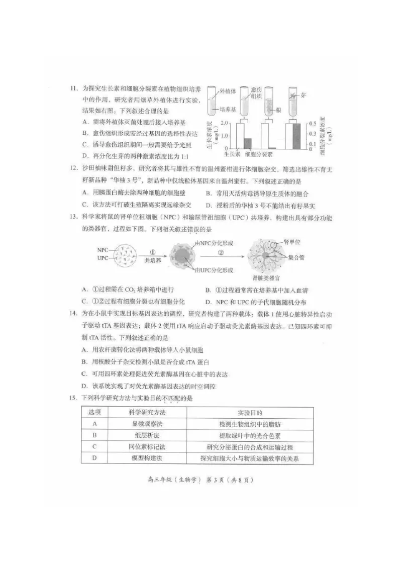 2026届高三海淀期末考试生物试题(1)_2026年1月_260123北京市海淀区2025一2026学年度第一学期期末统一检测（全科）