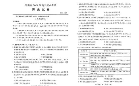 扫描件_历史试卷_2023年8月_01每日更新_29号_2024届河南省高三上学期8月起点开学考试_河南省2024届高三上学期8月起点开学考试历史