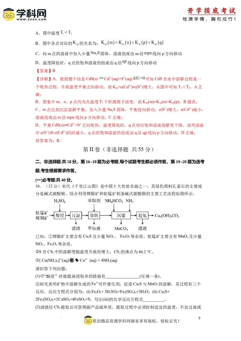 化学-2024届新高三开学摸底考试卷（全国通用，旧教材）（解析版）_2024届新高三开学摸底考试卷_化学-2024届新高三开学摸底考试卷
