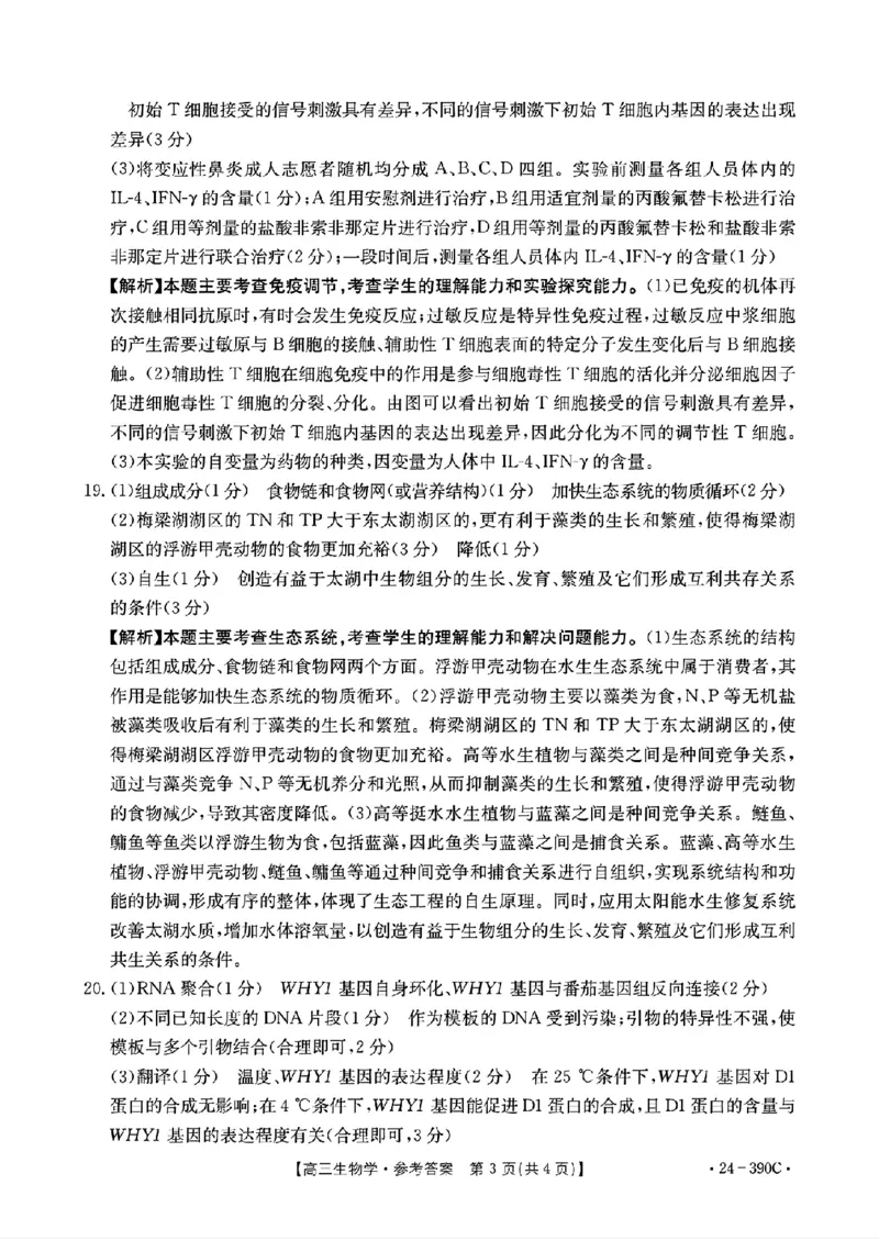 1_扫描件_2024年湛江市普通高考第二次模拟答案_2024年4月_01按日期_14号_2024届广东省湛江市二模（金太阳390C）_2024届广东省湛江市高三下学期二模考试生物试题