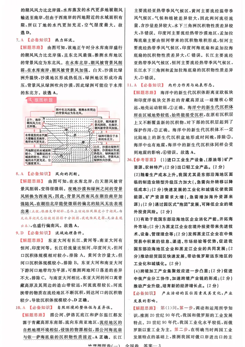 地理答案_2023高考押题卷_2023版天星金考卷最后一卷_全国卷版_最后一卷&middot;地理