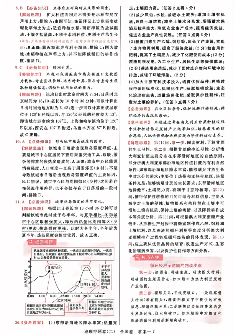 地理答案_2023高考押题卷_2023版天星金考卷最后一卷_全国卷版_最后一卷&middot;地理