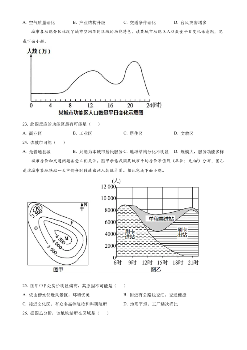 四川省成都外国语学校2023-2024学年高二上学期9月月考地理试题Word版无答案_2023年9月_029月合集_高二四川省成都外国语学校2023-2024学年高二上学期9月月考