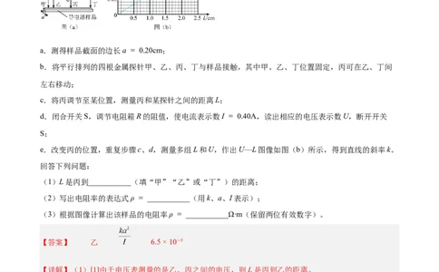 专题78实验九：测量电阻丝电阻率（解析卷）-十年（2014-2023）高考物理真题分项汇编（全国通用）_近10年高考真题汇编（必刷）_十年（2014-2024）高考物理真题分项汇编（全国通用）