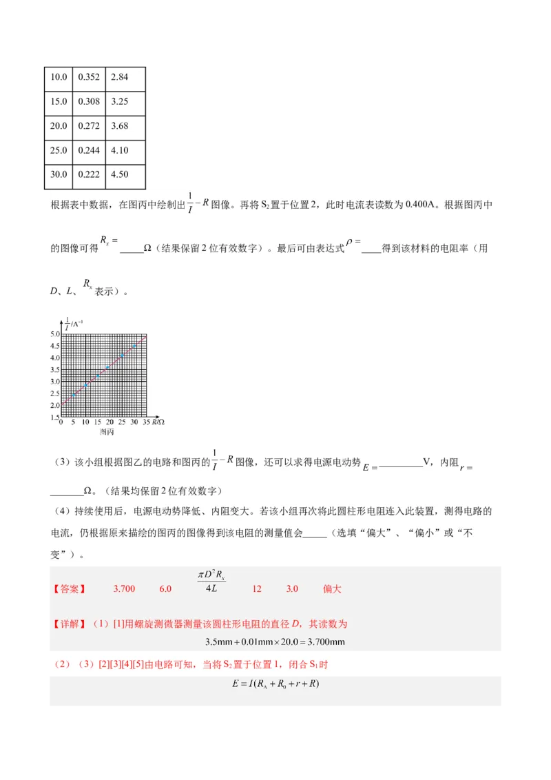 专题78实验九：测量电阻丝电阻率（解析卷）-十年（2014-2023）高考物理真题分项汇编（全国通用）_近10年高考真题汇编（必刷）_十年（2014-2024）高考物理真题分项汇编（全国通用）