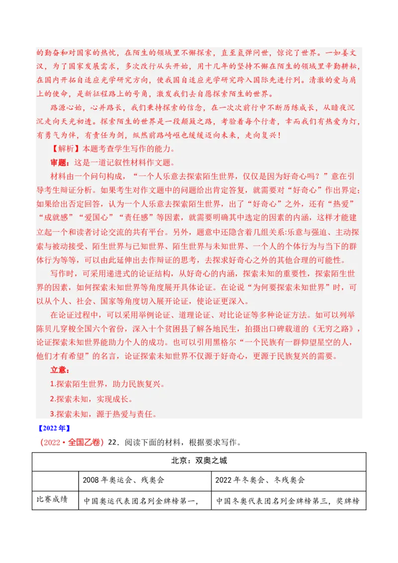 专题21写作（任务驱动类）-十年（2014-2023）高考语文真题分项汇编（全国通用）（解析卷）_近10年高考真题汇编（必刷）_十年（2014-2024）高考语文真题分项汇编（全国通用）