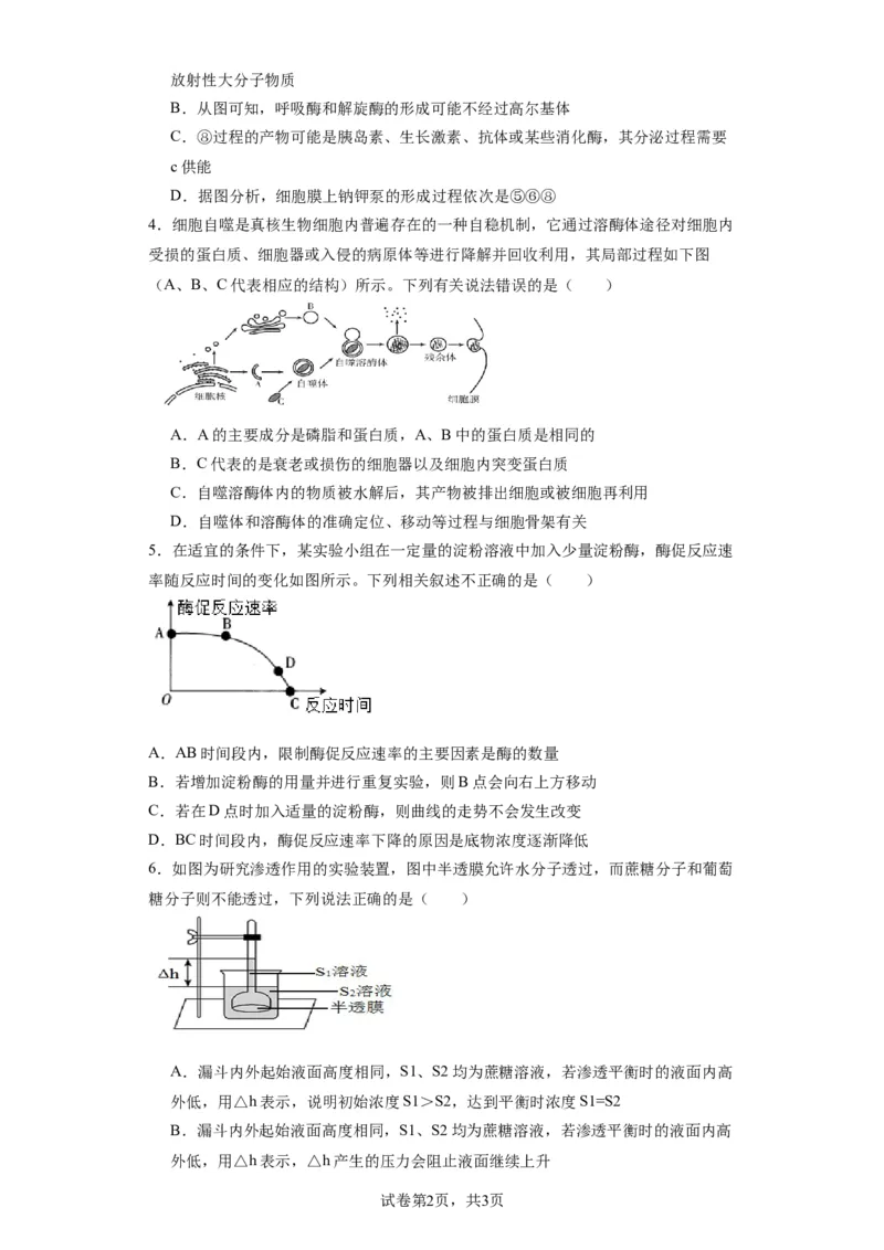 丰城中学2023-2024学年上学期高三第一次段考生物试卷(1)_2023年10月_0210月合集_2024届江西省丰城中学高三上学期10月月考_江西省丰城中学2024届高三上学期10月月考生物