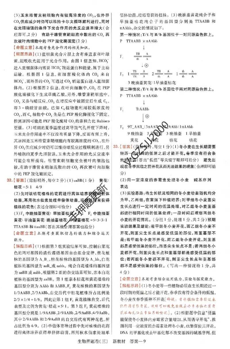 天星教育2024新教材高考最后一卷生物延边教育出版社六维解析册_2024高考押题卷_12024天星全系列_tx《金k卷&middot;最后一卷》（9科全）_新高考新教材
